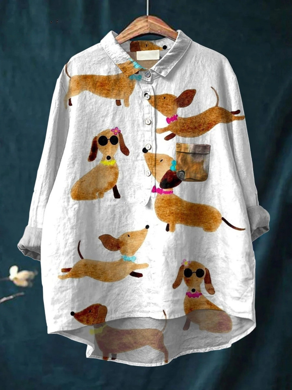 Allyson | Cute Dog Dachshund Art Print Casual Shirt