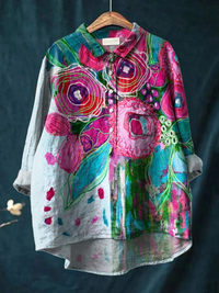 Skylar | Vintage Lovely Floral Art Print Casual  Shirt