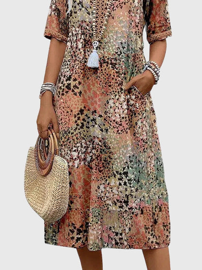 Yvonna™ | Elegant Floral Midi Dress