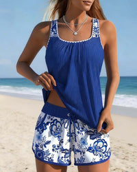 Marie | Printed Tankini Top and Shorts Two-Piece