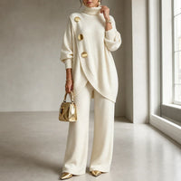 Mackenzie – Gold Button Knit Two-Piece Set
