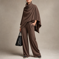 Draveny – Draped Cowl-Neck Top And Trouser Set