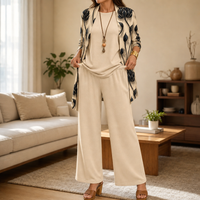 Vestrella – Printed Three-Piece Wide-Leg Set
