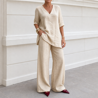 Draperly – V-Neck Linen-Look Two-Piece Set