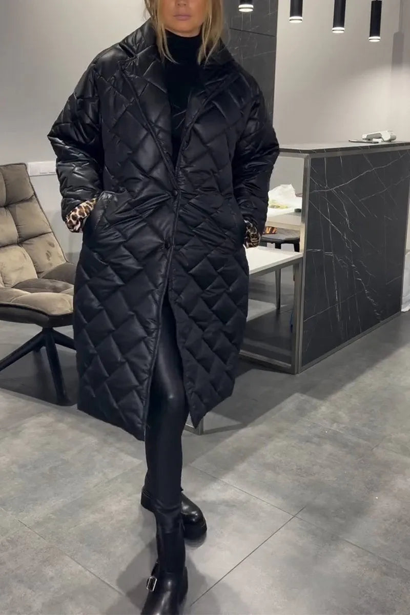 Anais | Quilted Coat with Leopard Lining