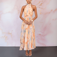 Esther | Halterneck Watercolor Print Dress