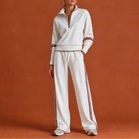 Wearbella – Striped Half-Zip Wide-Leg Lounge Set